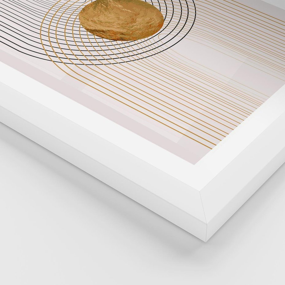 Plakat w ramie 30x40 - Złota Geometria - styl modern, złoto - rama biała