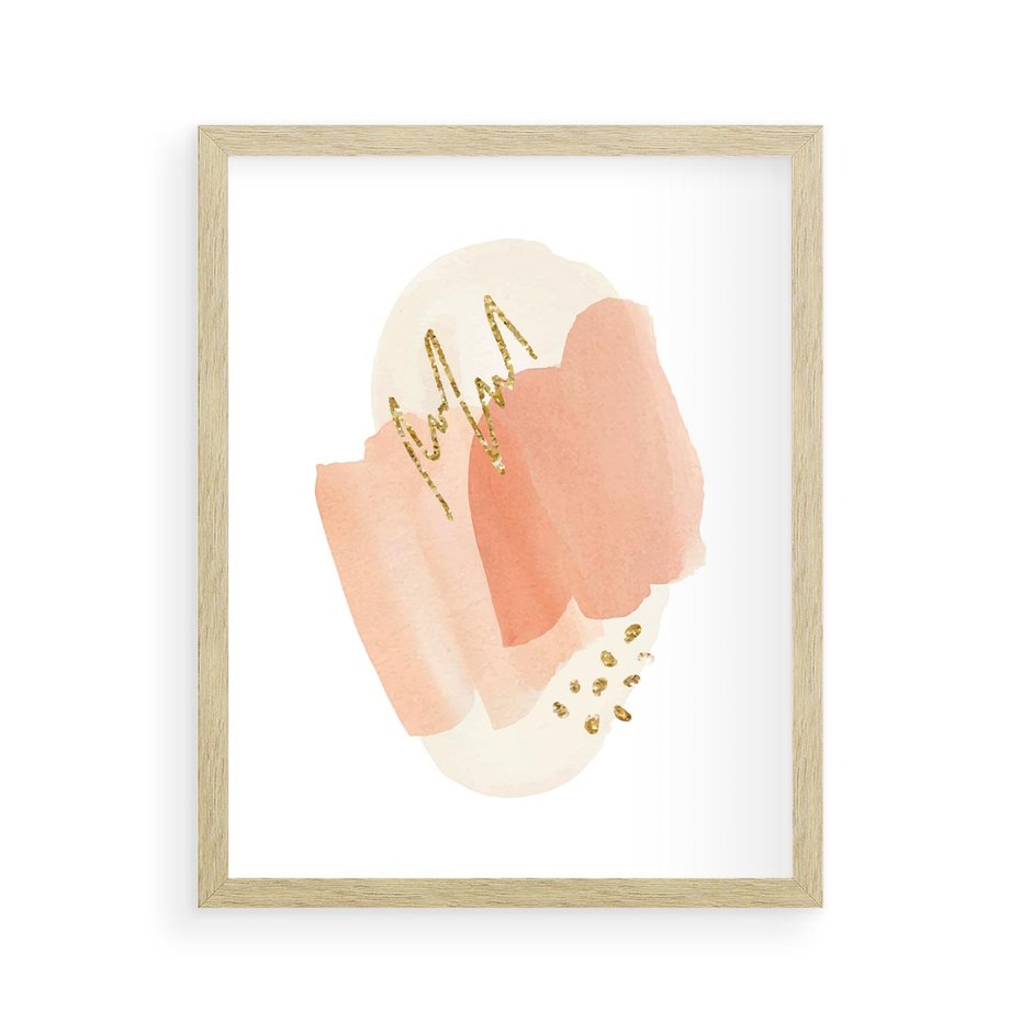 Plakat w ramie 40x50 - Rozbijające Plamy - abstrakcyjne akwarelowe plamy, minimalizm - rama drewno