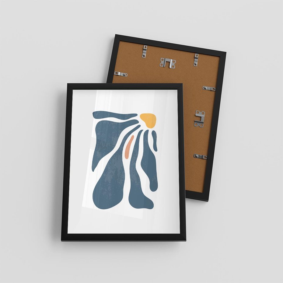 Plakat w ramie 30x40 - Melodia Kolorowych Płatków - nowoczesna kwiatowa grafika, styl retro - rama czarna