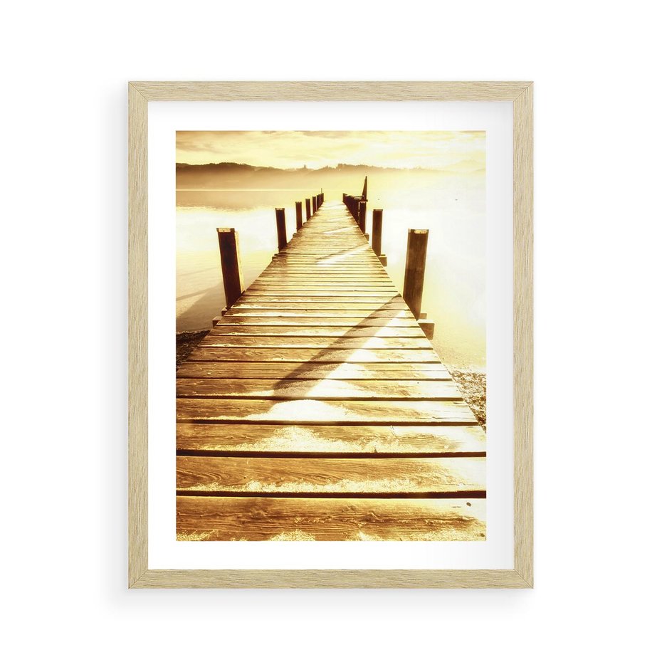 Plakat w ramie 40x50 - Stary pomost w sepia - pomost, sepia - rama drewno