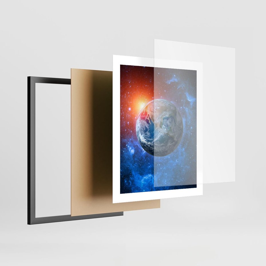 Plakat w ramie 40x50 - Planeta w nieskończoności - ziemia, kosmos - rama czarna