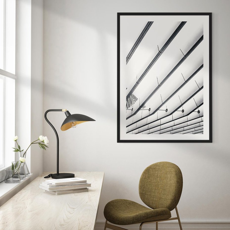 Plakat w ramie 50x70 - Czarno-Biała Fotografia Architektury - nowoczesna architektura, bialo czarny - rama czarna