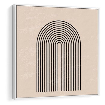 Obraz w ramie 50x50 - Migocące Echa - abstrakcyjne linie, geometria - rama biała