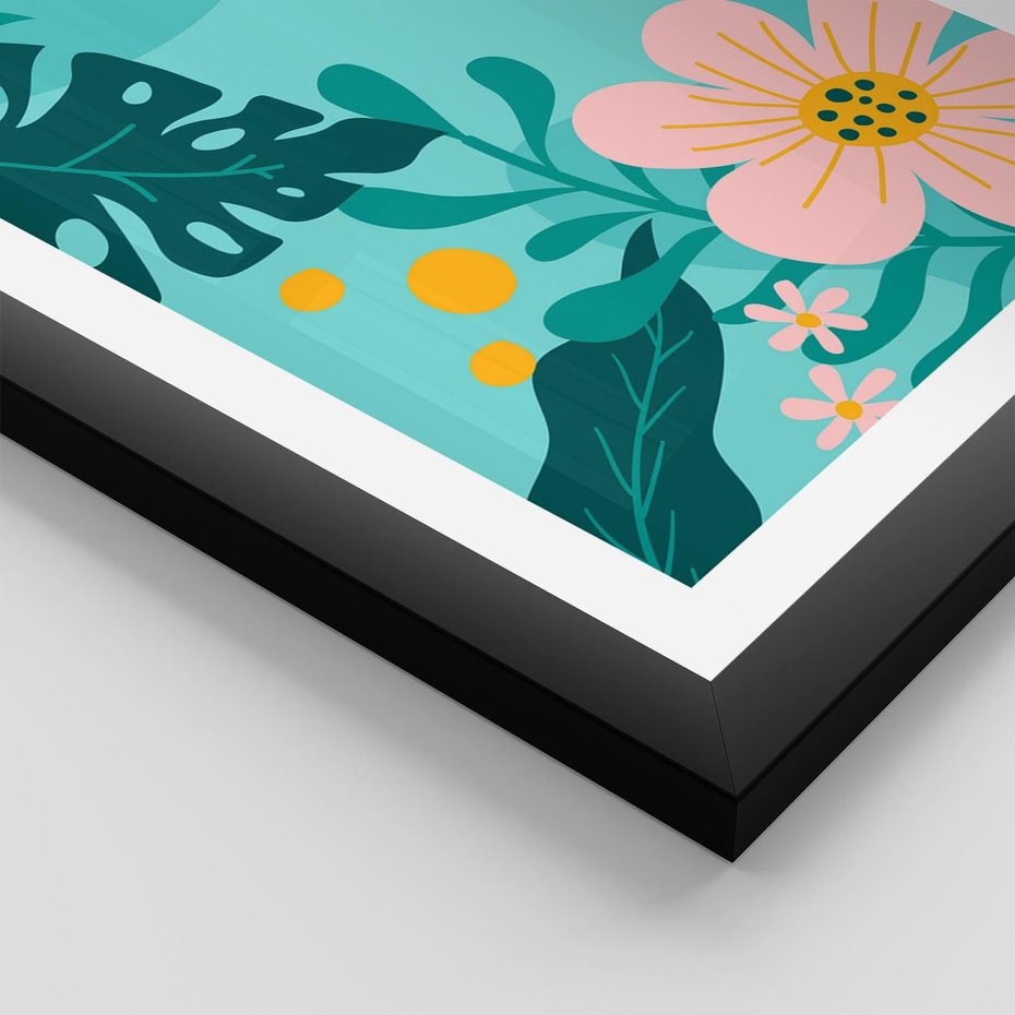 Plakat w ramie 30x40 - Kwiatowy Impuls - pastelowa kompozycja, kwiaty - rama czarna