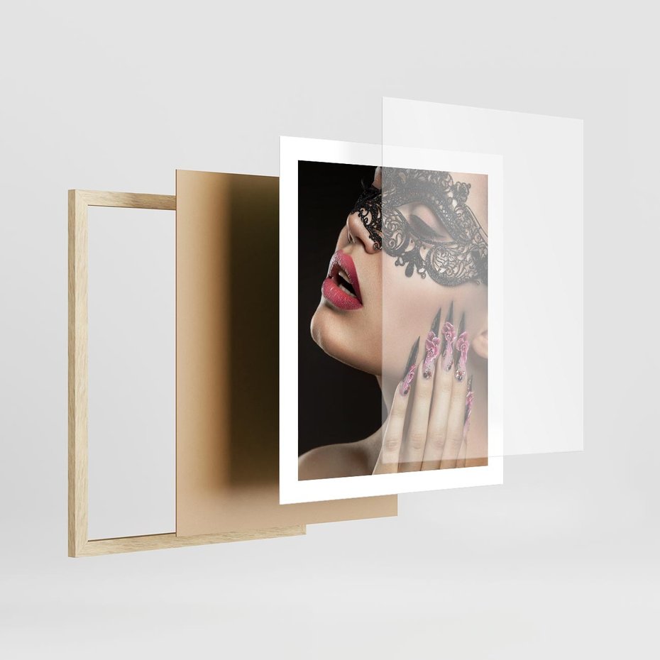 Plakat w ramie 40x50 - Piękno na tipsach - beauty, manicure - rama drewno