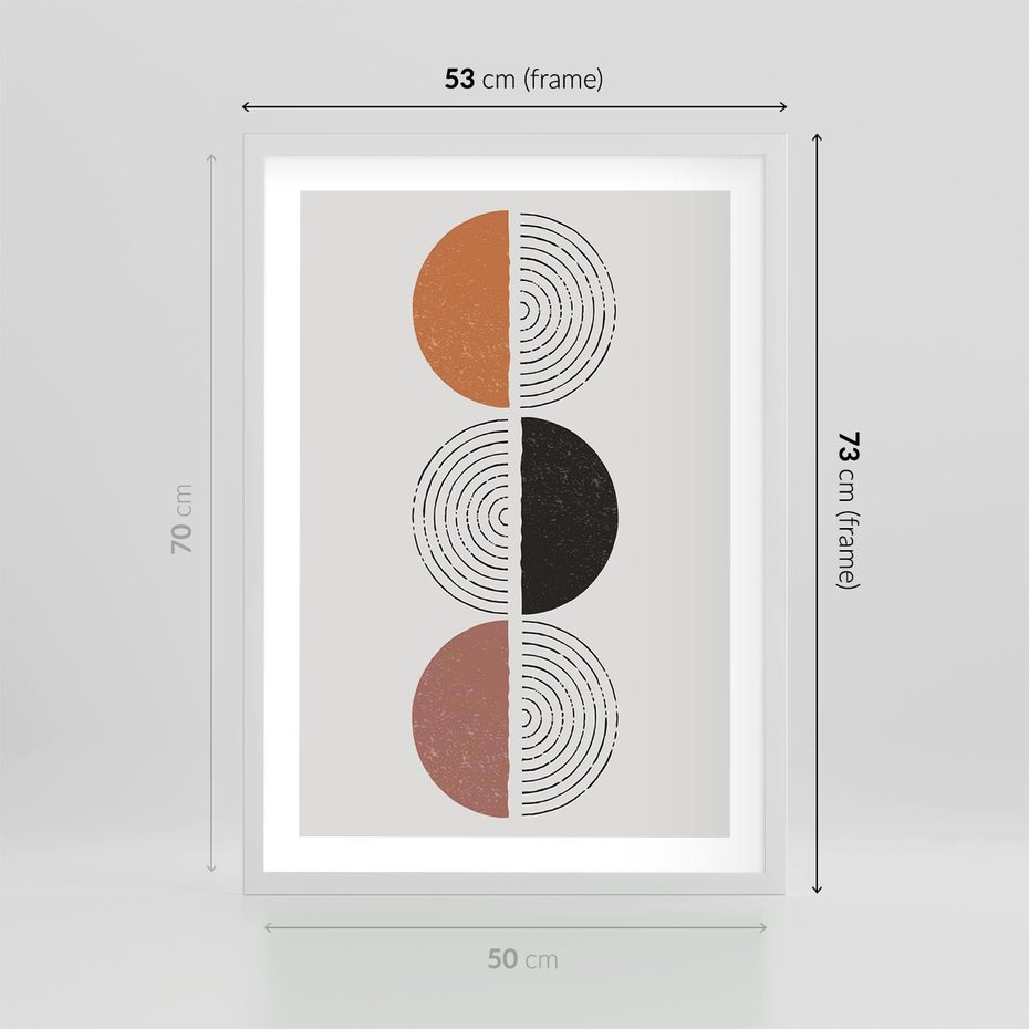 Plakat w ramie 50x70 - Eksperymenty z Geometrią - geometryczny plakat, sztuka nowoczesna - rama biała