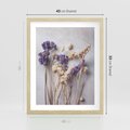 Plakat w ramie 40x50 - Błękitno-Biała Harmonia - suszone kwiaty, błekitne - rama drewno