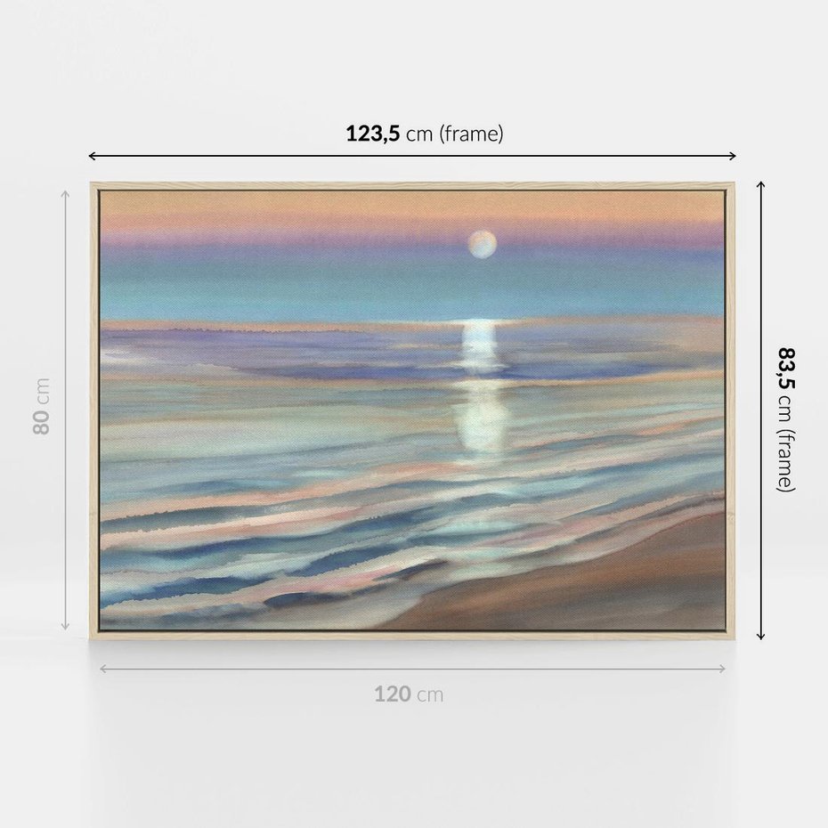 Obraz w ramie 120x80 - Witraże roziskrzonych myśli - akwarela, zamglony wschód słońca - rama drewno