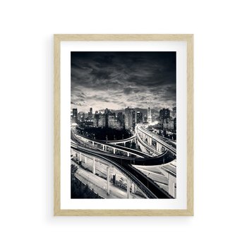 Plakat w ramie 40x50 - Miejska Symfonia - miasto, nocą - rama drewno