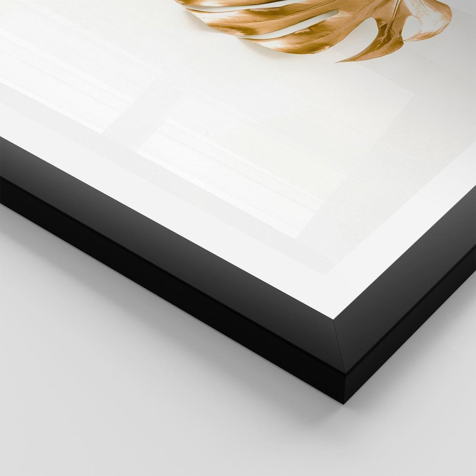 Plakat w ramie 30x40 - Przyjemność dla Oczu - złote, liście - rama czarna