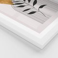 Plakat w ramie 50x70 - Geometria z Elementami Złota i Liści - grafika, złoto - rama biała