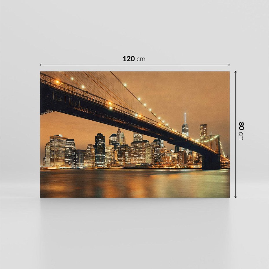 Obraz na płótnie 120x80 - magiczne połączenie miast - most, Nowy Jork