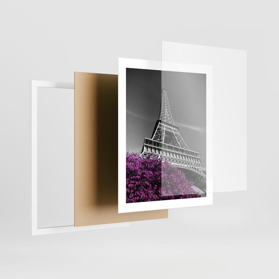 Plakat w ramie 40x50 - Urok Eiffla w Paryżu - Eiffla, Paryż - rama biała
