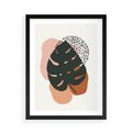 Plakat w ramie 50x70 - Minimalizm w Liściach Monstery: Plamy i Kropki - minimalizm, monstera plamy - rama czarna