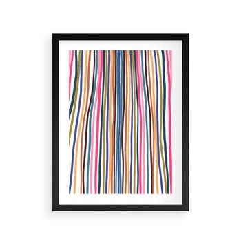 Plakat w ramie 30x40 - Energetyczne Nurtujące - kolorowe wzory, tęczowe żywe kolory - rama czarna