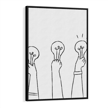 Obraz w ramie 70x100 - Idea w Rękach - szkic, grafika - rama czarna