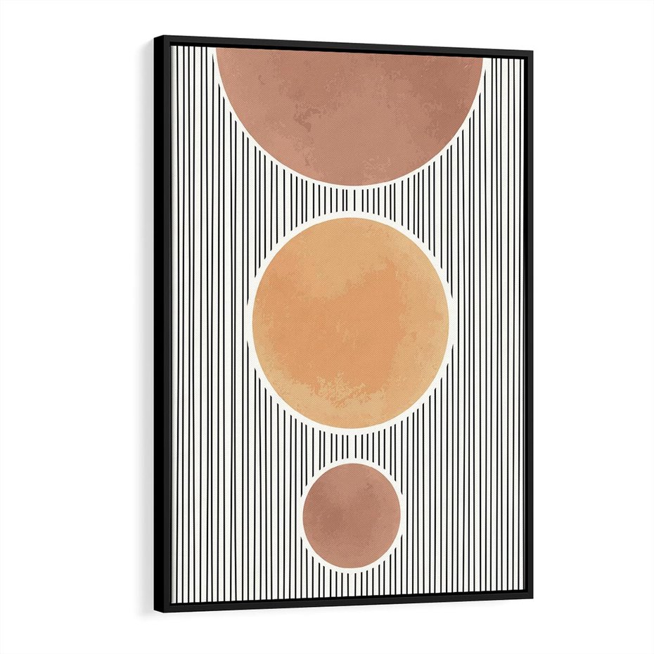 Obraz w ramie 70x100 - Taniec Linii - abstrakcyjna nowoczesna sztuka, koła okręgi - rama czarna