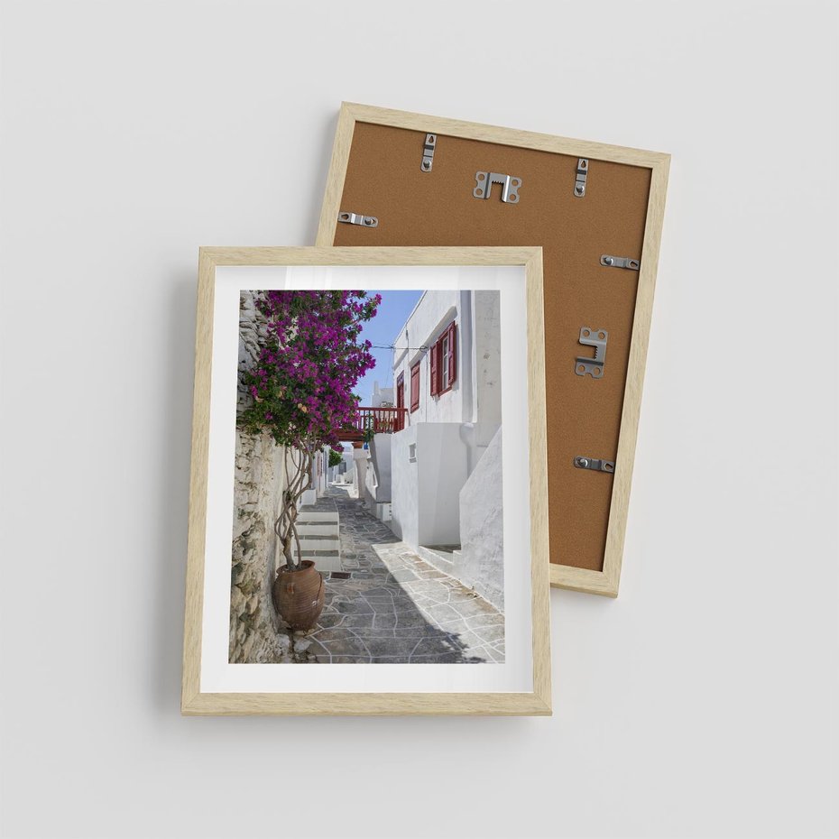 Plakat w ramie 30x40 - Perspektywiczna Uliczka: Miejski Labirynt - uliczka, perspektywa - rama drewno