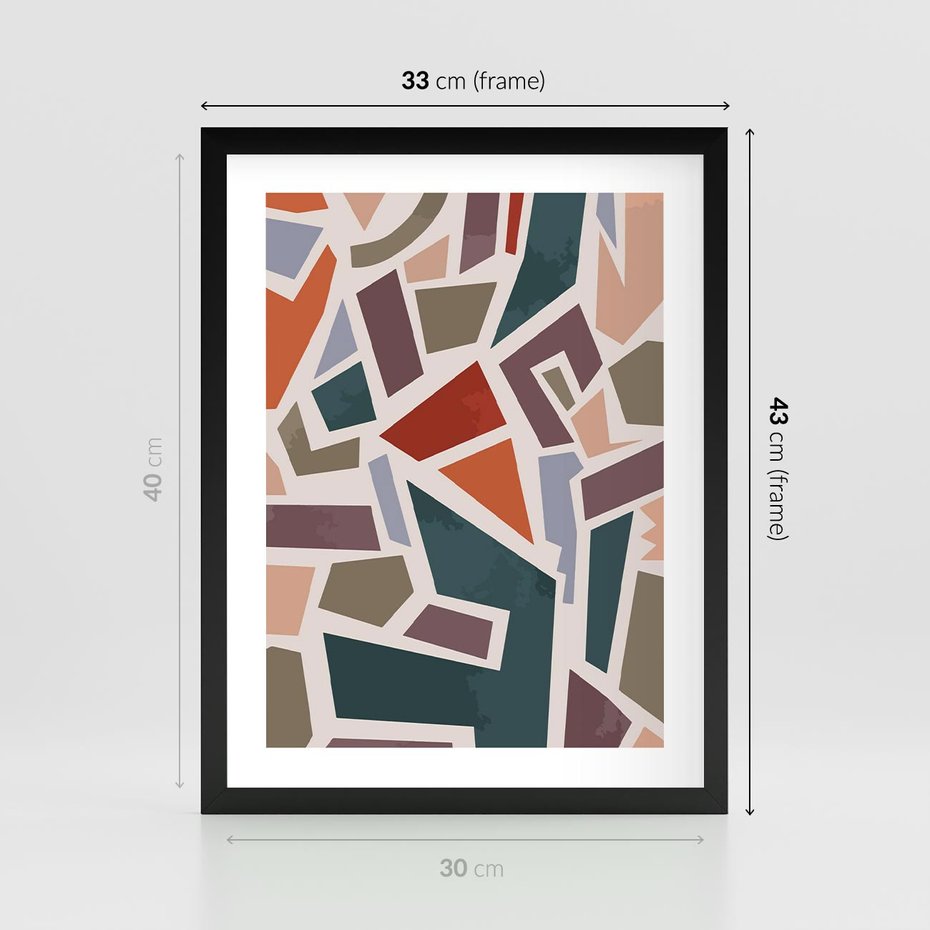 Plakat w ramie 30x40 - Modernistyczna Transcendencja - geometryczne kształty, mozaika - rama czarna