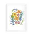 Plakat w ramie 50x70 - Migocące Widoki Kwiatów - akwarelowe polne kwiaty, minimalistyczny plakat - rama biała