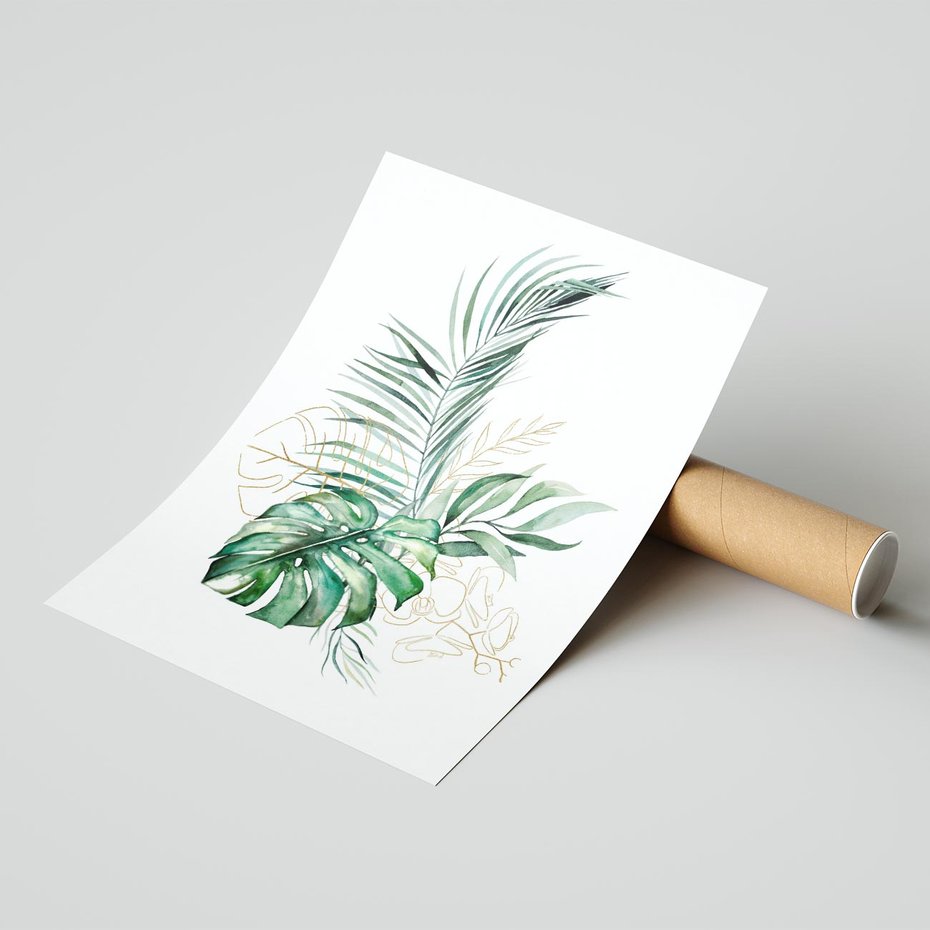 Plakat bez ramy 40x50 - Luksus w Detalu - złote, liście