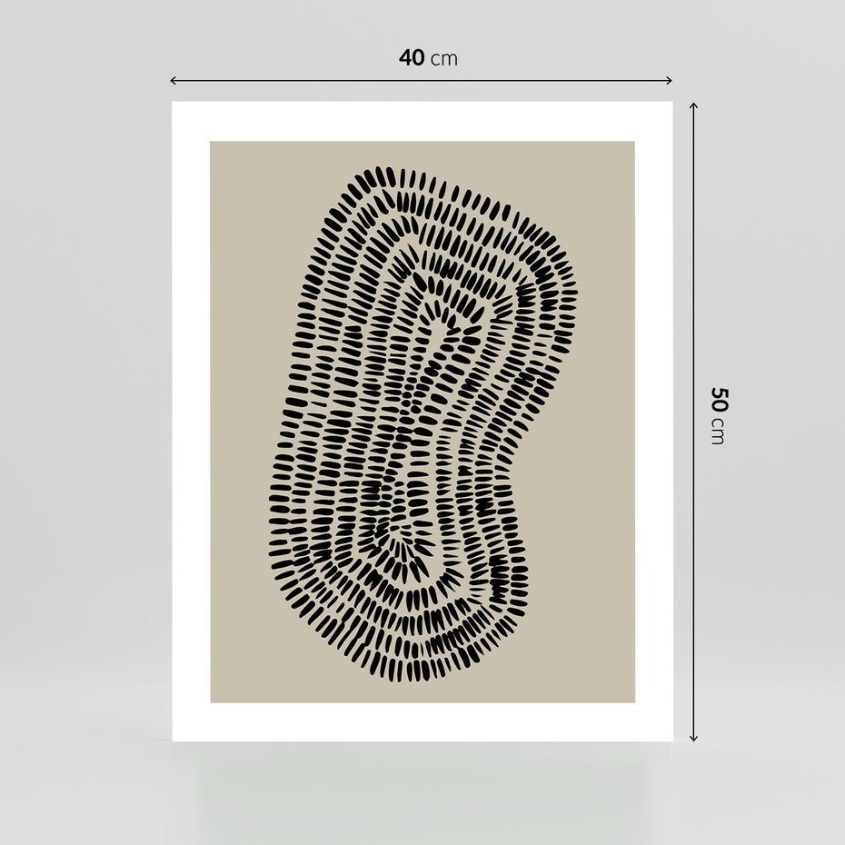 Plakat bez ramy 40x50 - Nowoczesne Odbicia Wnętrza - boho plakat, czarne kropki kreski