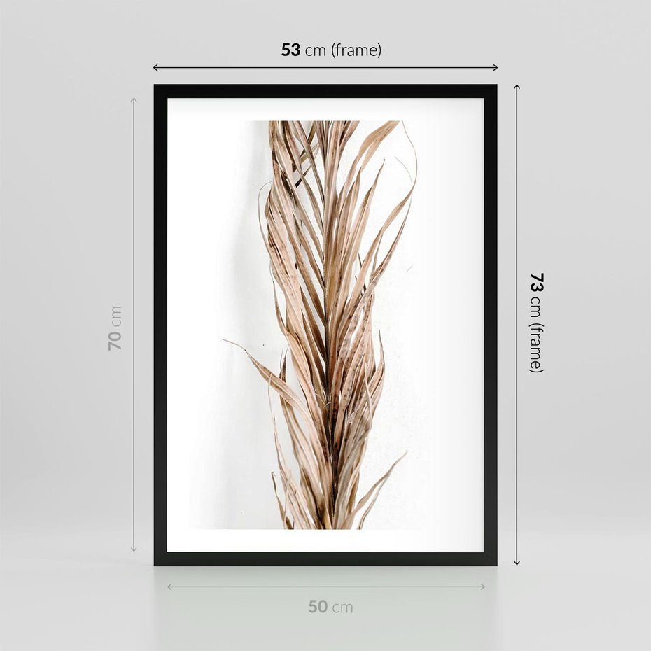 Plakat w ramie 50x70 - Minimalizm Palmowy: Sucha Uroda - sucha palma, minimalizm - rama czarna