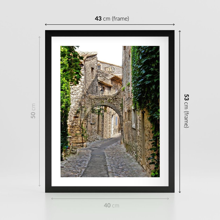 Plakat w ramie 40x50 - Urokliwa perspektywa uliczki - uliczka, perspektywa - rama czarna