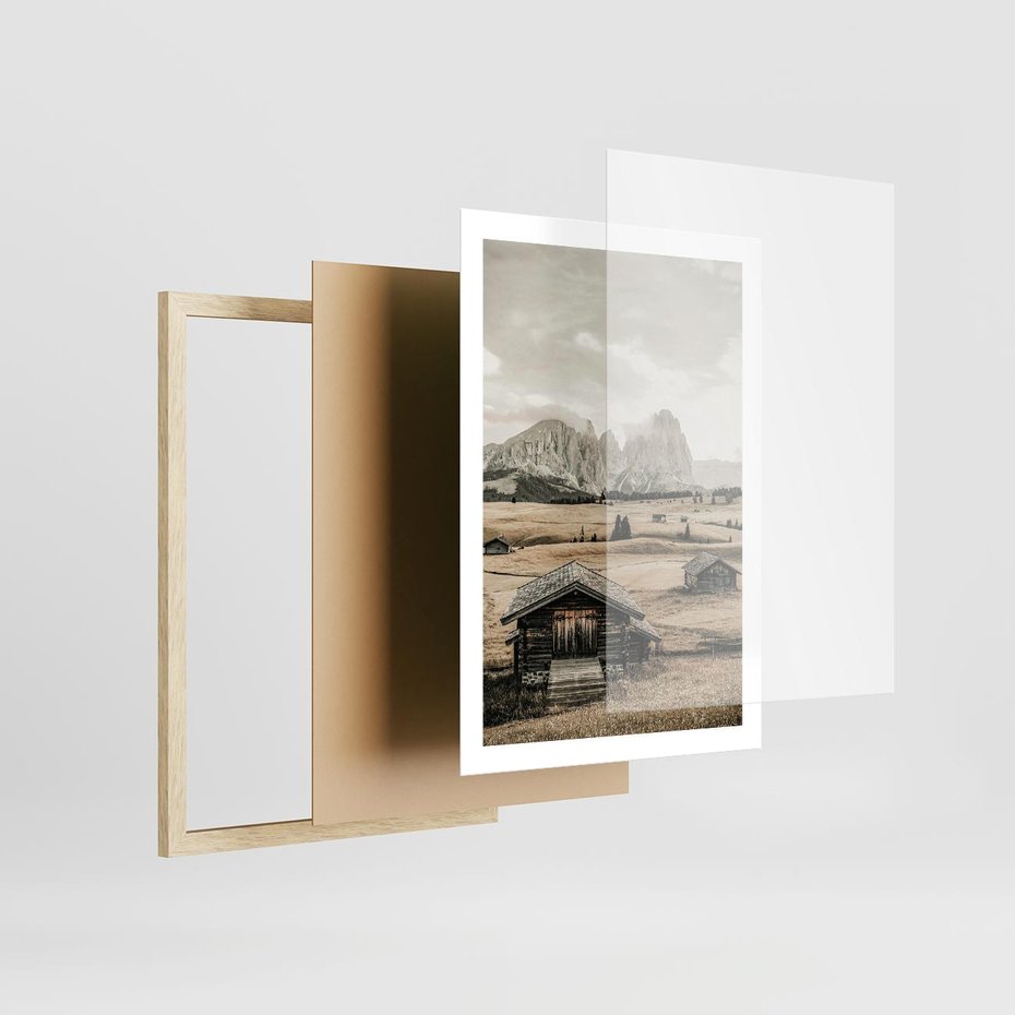 Plakat w ramie 50x70 - Klasyczny Urok Górskich Domków - domki, w górach - rama drewno