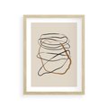 Plakat w ramie 30x40 - Bezczasowe Kontury - abstrakcyjne linie, zaplątane - rama drewno