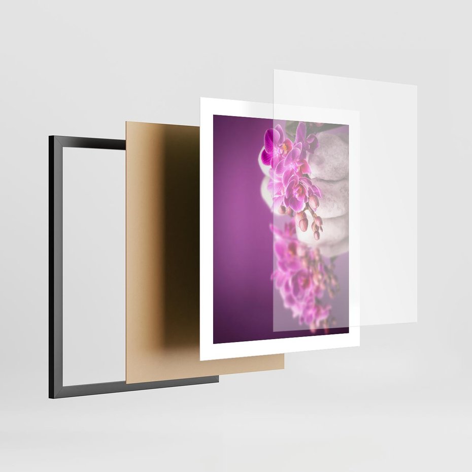 Plakat w ramie 40x50 - Relaksująca orchidea w spa - spa, orchidea - rama czarna