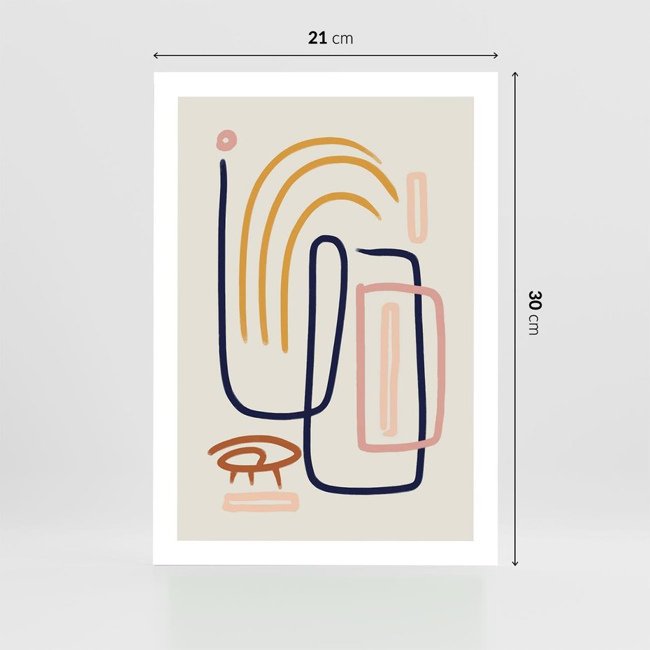 Plakat bez ramy 21x30 - Abstrakcyjne Mrugnięcie - abstrakcja w stylu picasso, beżowe tło