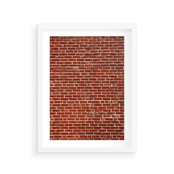Plakat w ramie 50x70 - Mur z Cegieł - cegły, mur - rama biała