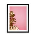 Plakat w ramie 50x70 - Luksusowa Elegancja - złote, liście - rama czarna