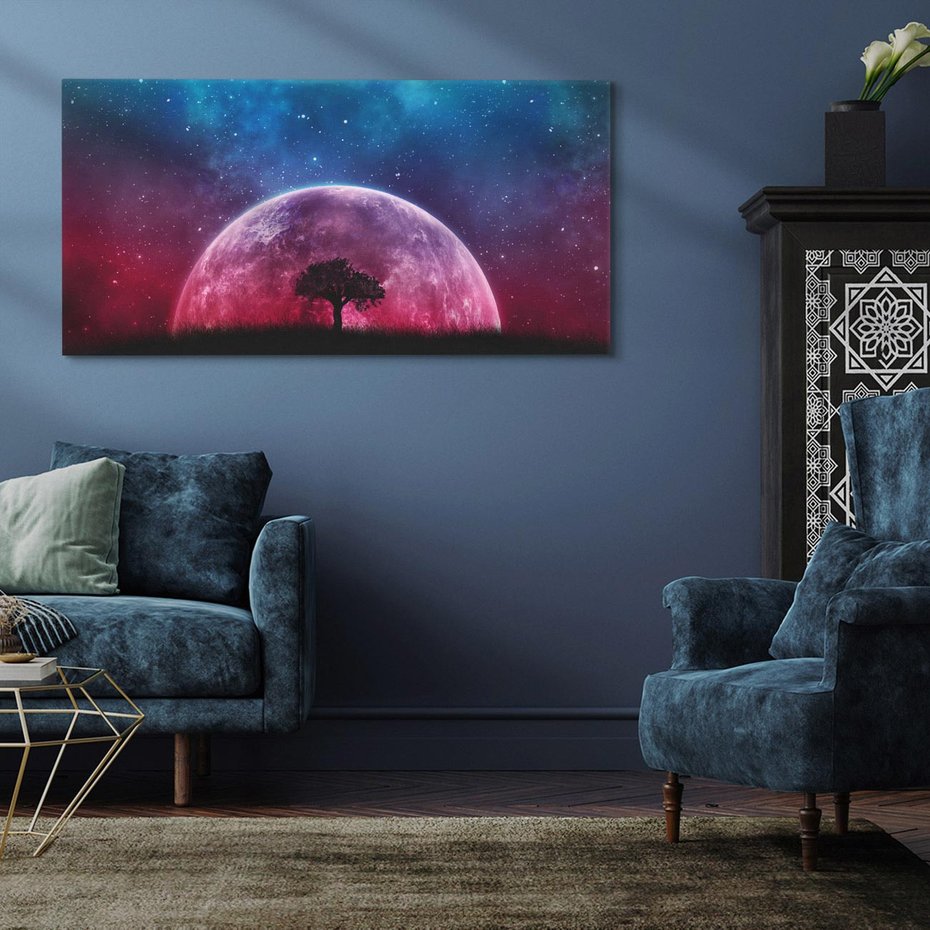 Obraz na płótnie 120x60 - Tajemnicza obecność kosmosu - księżyc, kosmos