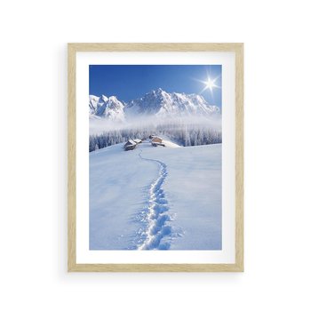 Plakat w ramie 40x50 - Magia zimowych gór - zima, góry - rama drewno