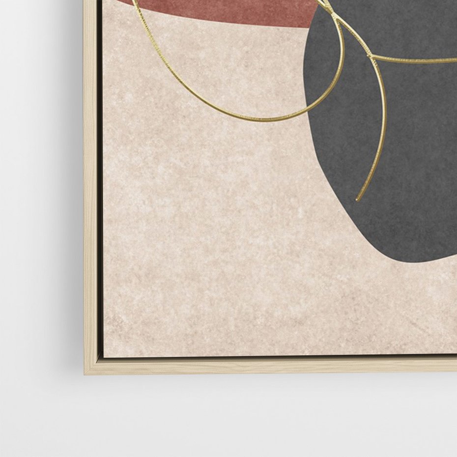 Obraz w ramie 50x70 - Akwarelowa Magia Liści - grafika, styl mid century - rama drewno