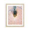 Plakat w ramie 40x50 - Egzotyczna Plaża - ananas, na plaży - rama drewno