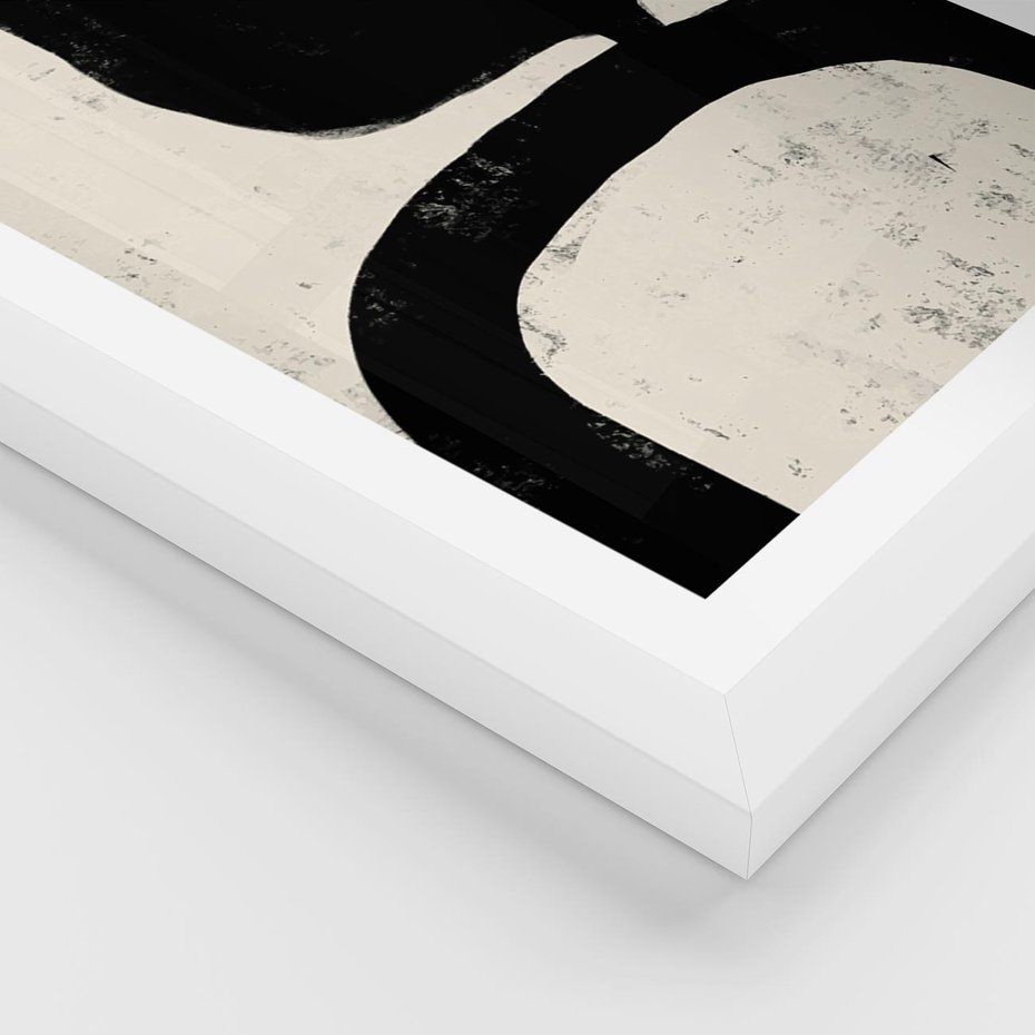 Plakat w ramie 50x70 - Przenikające Plamy - abstrakcyjna sztuka, minimalizm - rama biała