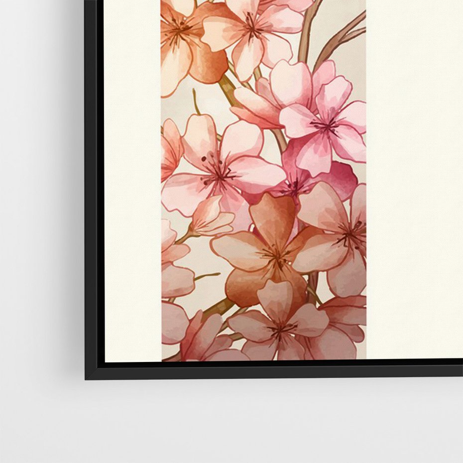 Obraz w ramie 50x70 - Rozkwitające Marzenia - japońska sztuka, ptak - rama czarna