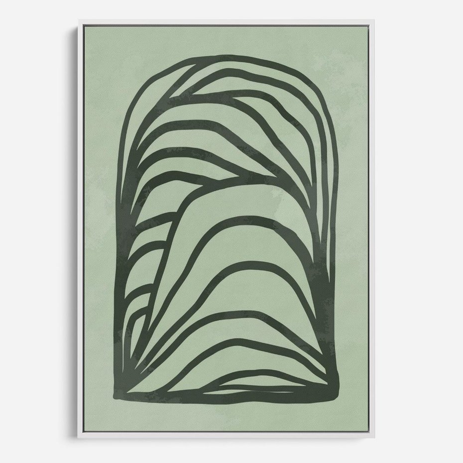 Obraz w ramie 80x120 - Zielonkawy Uścisk Natury - abstrakcyjny zielony motyw, skandynawski design - rama biała