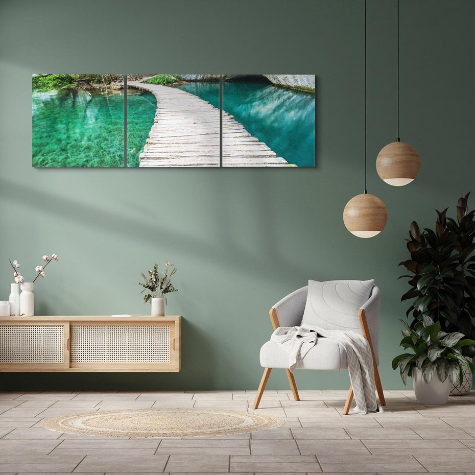 Obraz na płótnie 90x30 - Most nad skalistymi wodami - most, woda