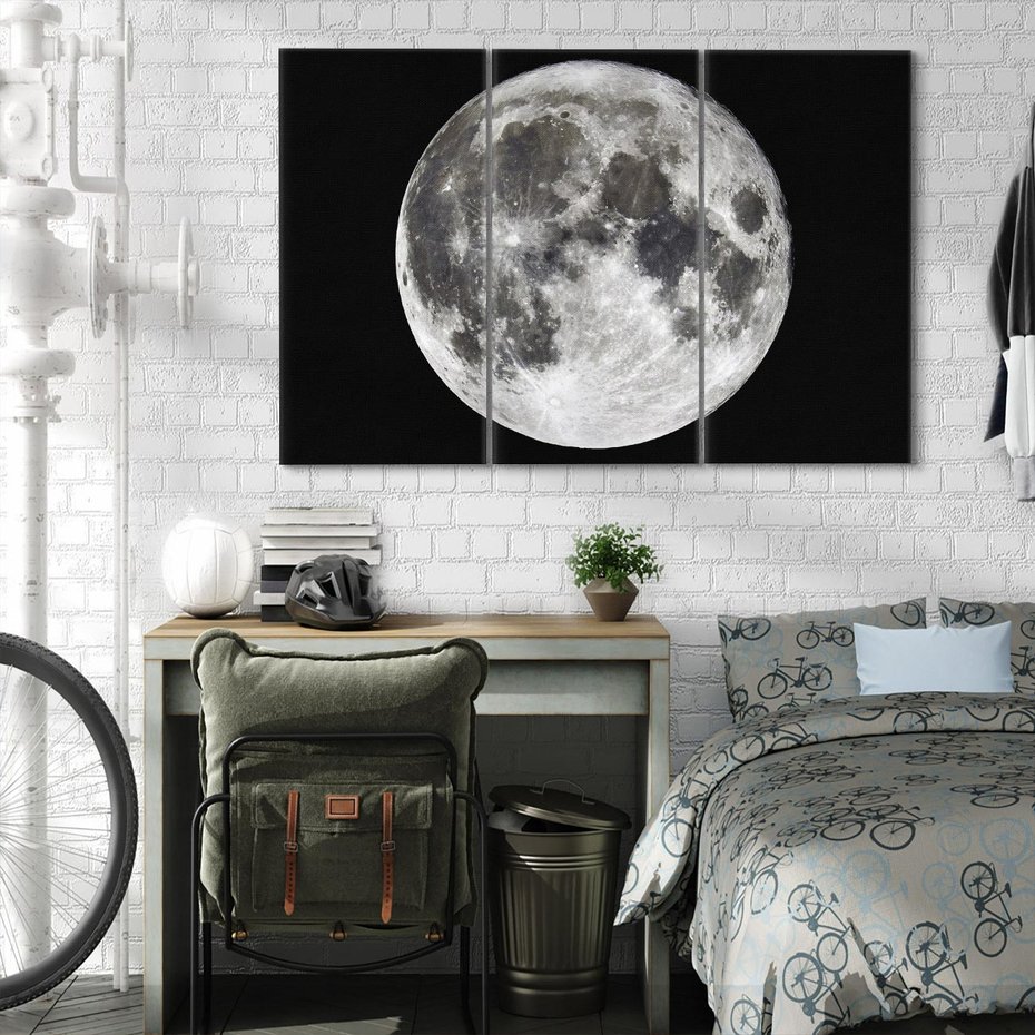Obraz na płótnie 120x80 - Księżycowa Aura - zdjęcie, ogromny księżyc na czarnym tle