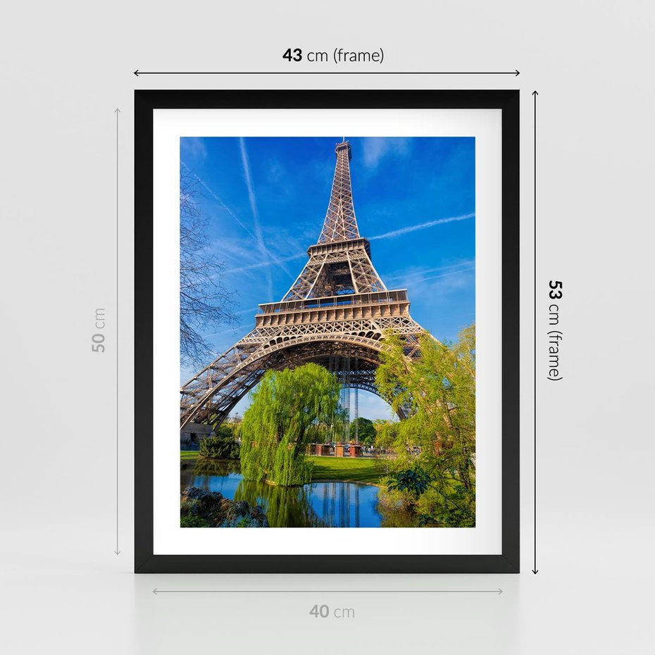 Plakat w ramie 40x50 - Wieża Eiffla w Paryżu - Eiffla, Paryż - rama czarna