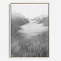 Obraz w ramie 50x70 - Szare Góry - zamglony krajobraz, las - rama drewno