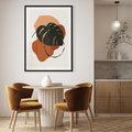 Plakat bez ramy 30x40 - Brązowa Ekspresja - liść monstery, boho obraz