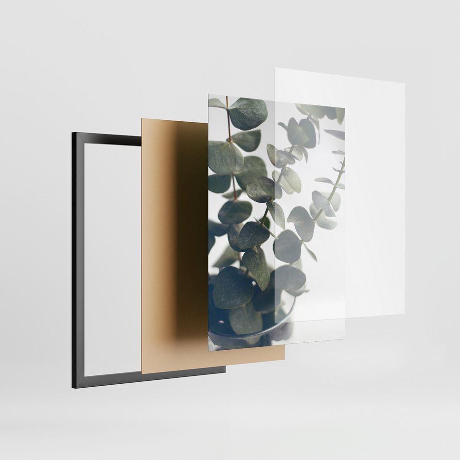 Zestaw obrazy w ramie 50x70 galeria - Eukaliptus, liście, skandynawski, boho - rama czarna