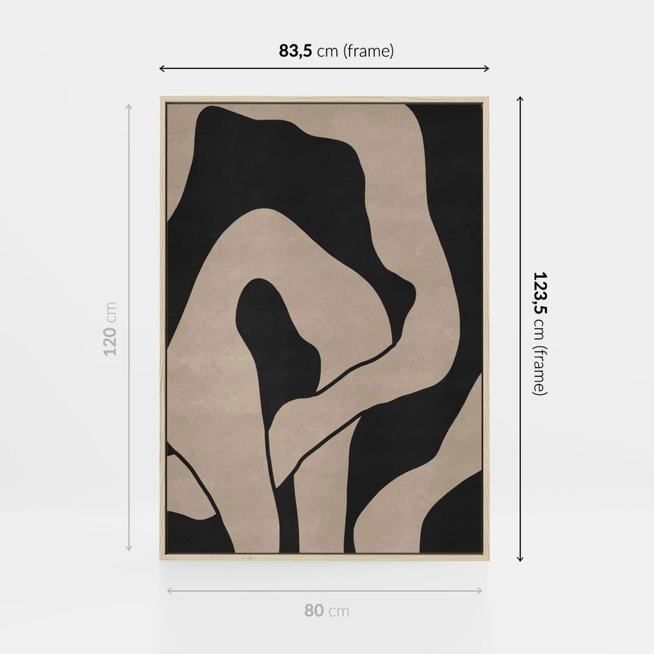 Obraz w ramie 80x120 - Nocne Pochłonięcia - abstrakcyjne linie, mroczny plakat - rama drewno