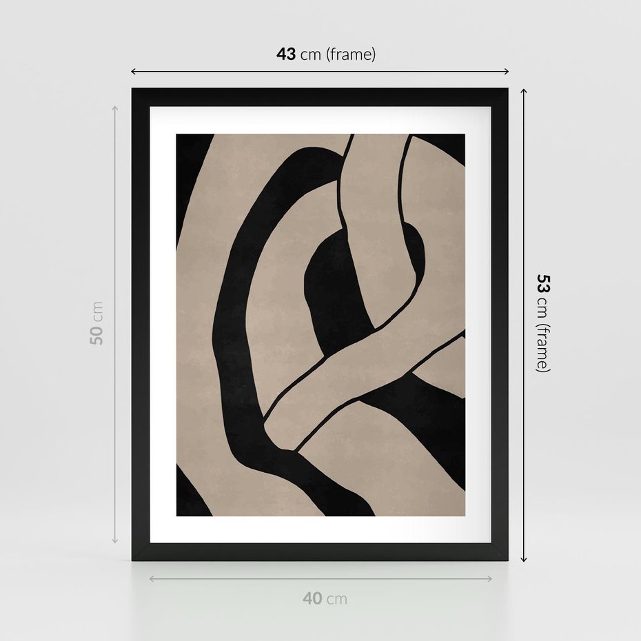 Plakat w ramie 40x50 - Obce Wariacje - abstrakcyjne linie, mroczny plakat - rama czarna