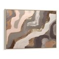 Obraz w ramie 120x80 - Płynne Fale - abstrakcja, neutralne kolory - rama drewno